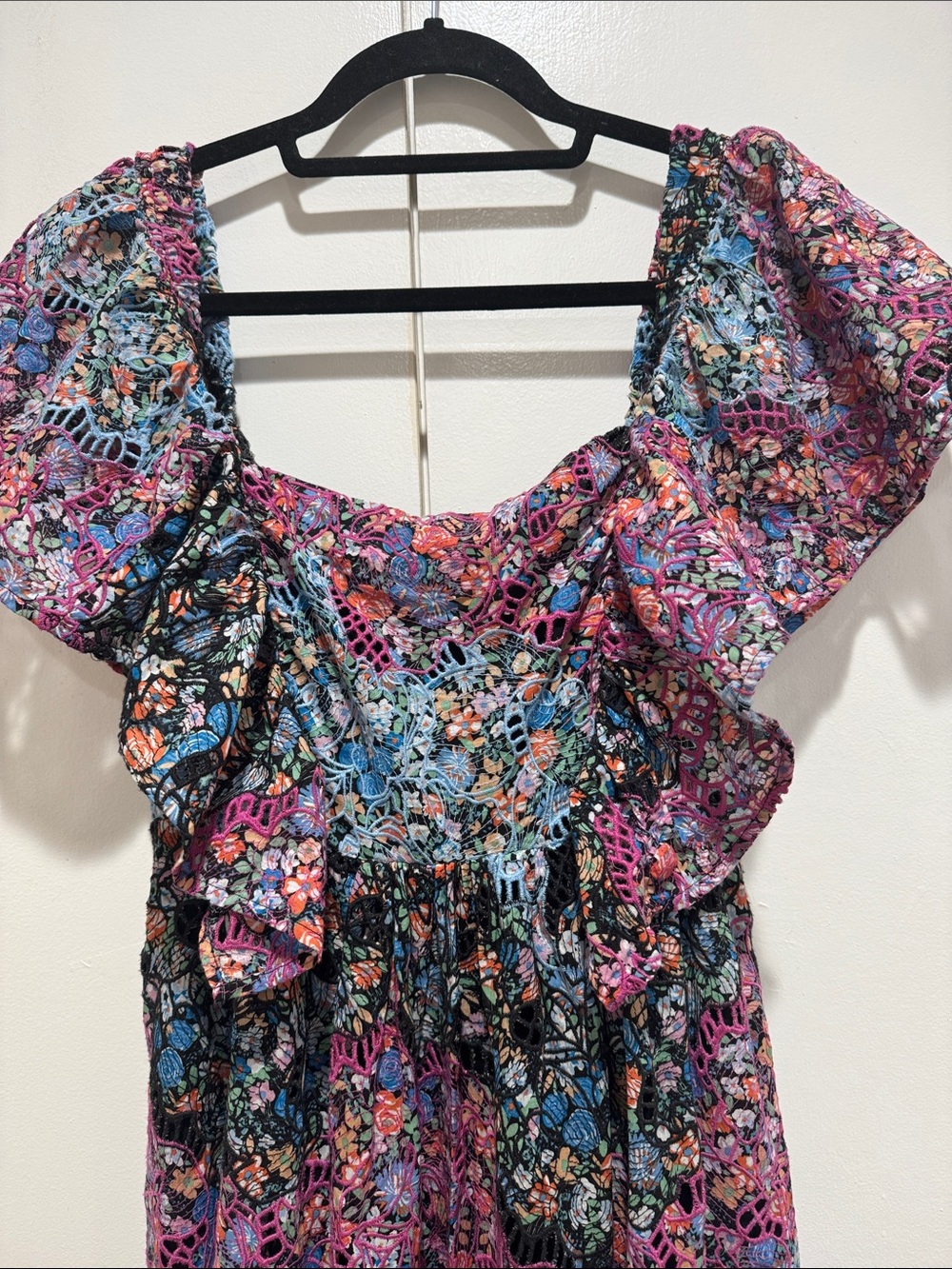 Anthropologie Clementine Eyelet Floral Maxi Dress Size SP - Picture 6 of 8